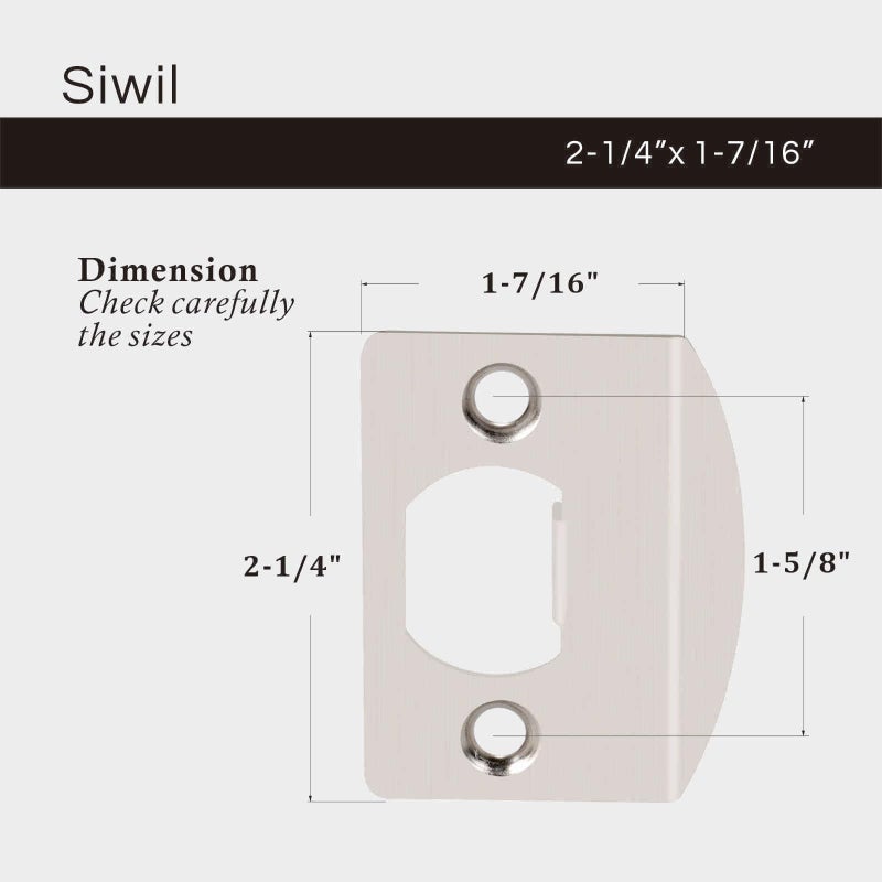 Siwil Door Strike Plate Univeral, 2-1/4 inch x 1-7/16 inch, Round Corner - 2 Pack (Satin Nickel) - Image 5